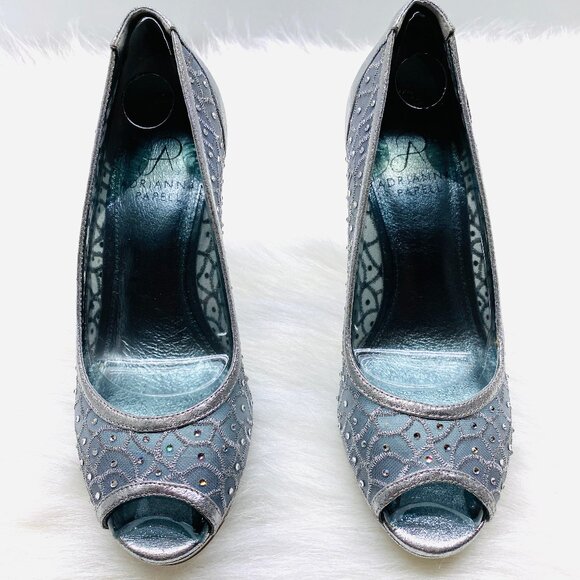 Adrianna Papell Size 5.5 M Foxy Silver Sterling Peep Toe Heels NEW!!! - Picture 2 of 5